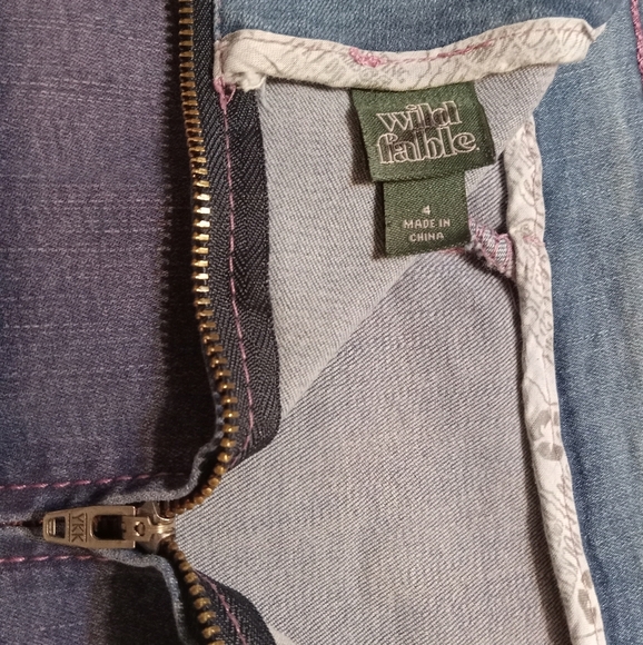 Free Spirited Wild Fable Sexy Denim Mini Skirt Mid Wash Blue W4 Straight Stretch - Picture 4 of 11